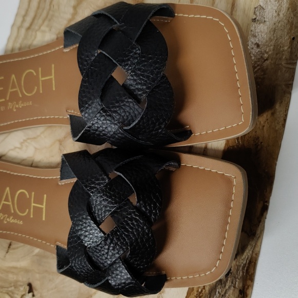BEACH by Matisse Escape Black Tumbler Leather Sandals, Size 11 - Picture 2 of 8